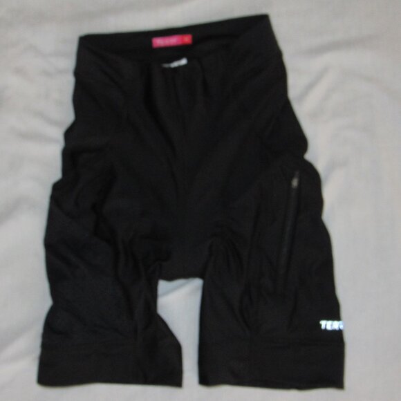 TERRY GRAND TOURING Padded Cycling Shorts Women's sz M Black Zip Pocket - Picture 2 of 7